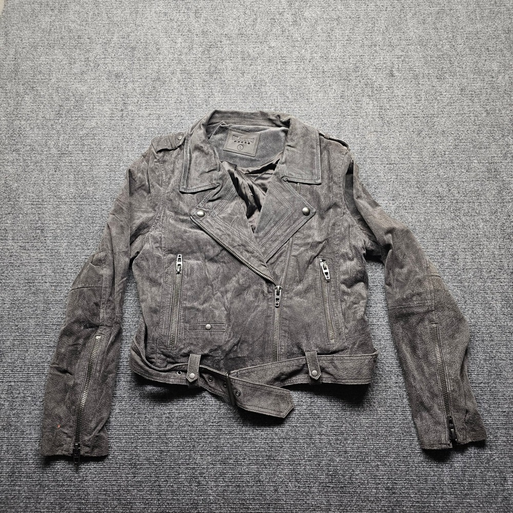 BLANKNYC Morning After Suede Moto Jacket Gray Leather Biker 73K-9269NO L